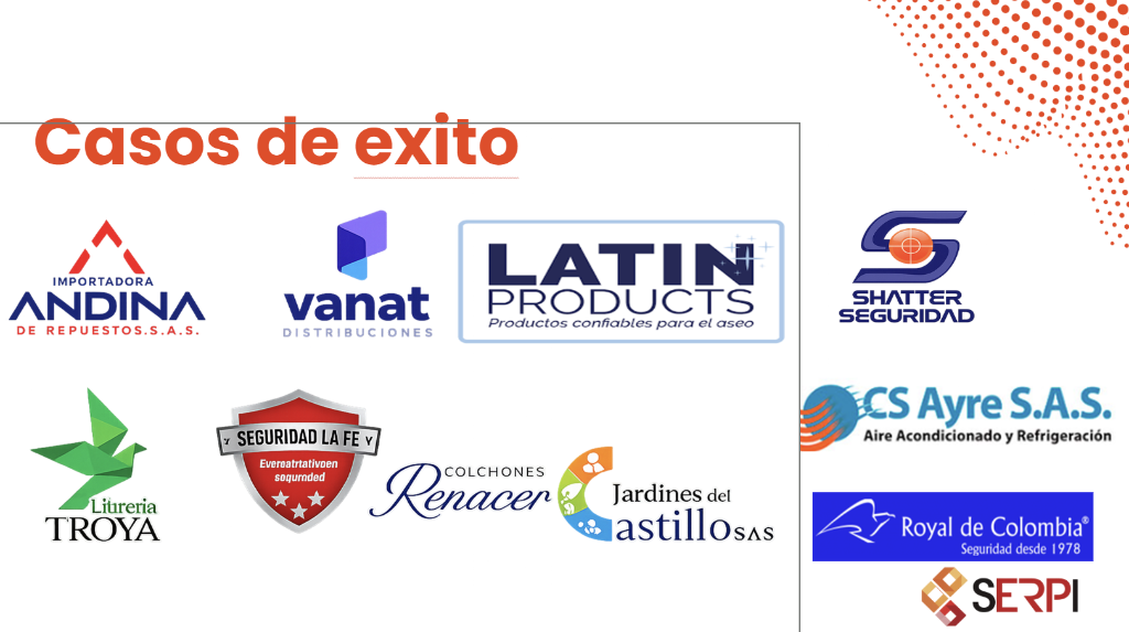 Logos de clientes de Serpi ERP: Andina, Latin Products, Colchones Renacer y más